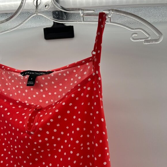 41 Hawthorne Women's Square Neck Polka Dot Tank Top Orange/White Size Small - Picture 4 of 9